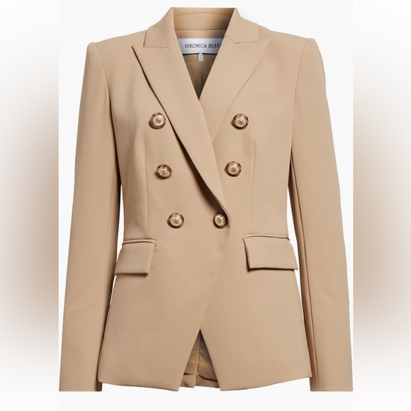NWT Veronica Beard Dickey Miller Khaki Tan Double Breasted Jacket Blazer Sz 6 - Picture 2 of 12